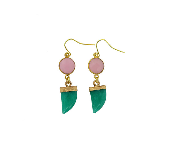 Rose Quartz Green Adventuirne Drop Earrings