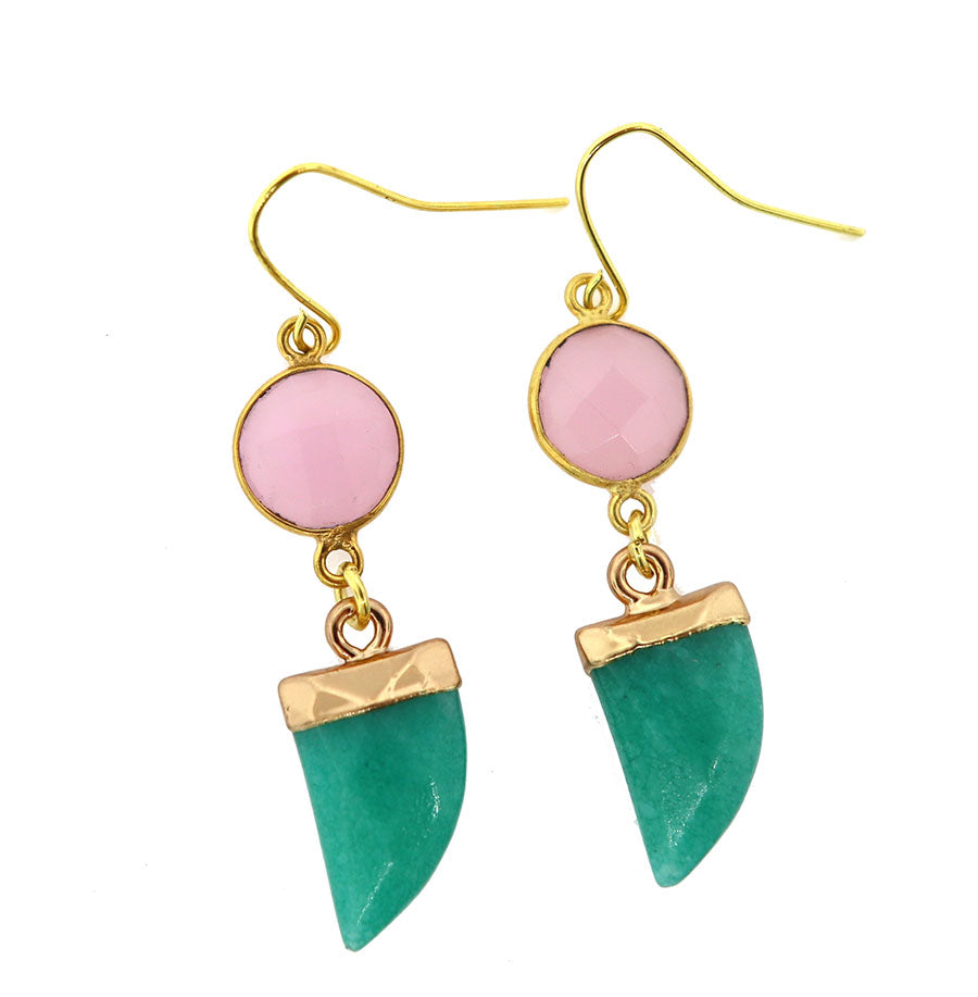 Rose Quartz Green Adventuirne Drop Earrings