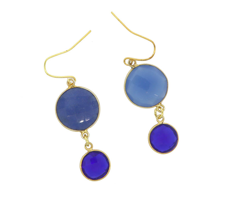 Blue Onyx and Blue Quartz Drop Earrings