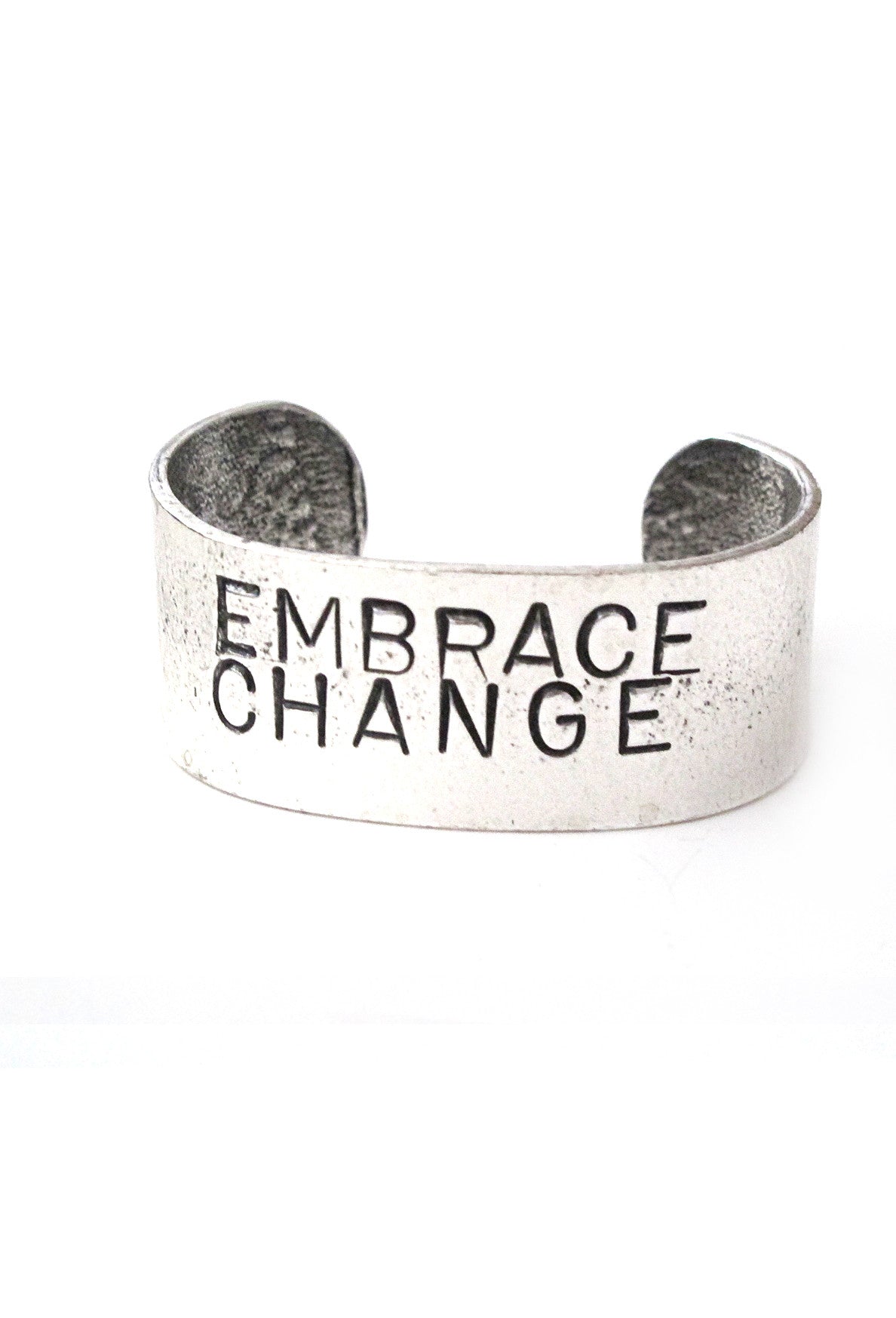 Inspirational Embrace Change Hand Stamped Cuff Bracelet