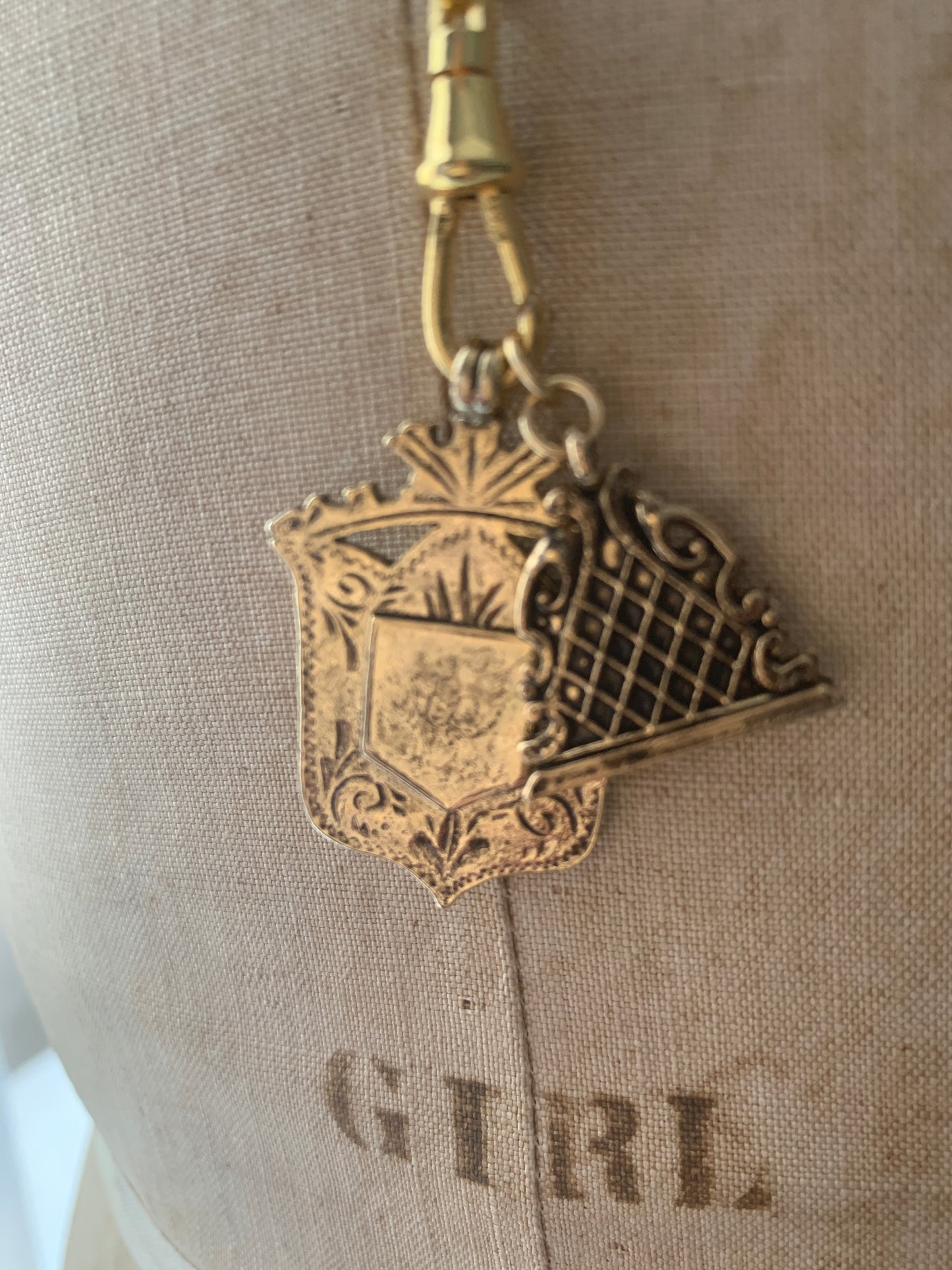 Detailed British Watch Fob and Medal Necklace