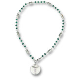 Faith Hand Stamped coin with Green Onyx Beaded Chain