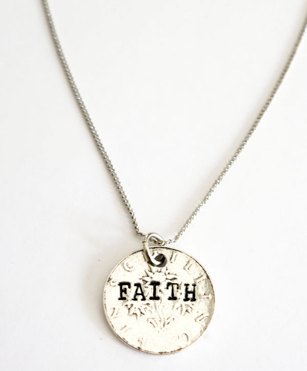 Faith Hand Stamped Coin Necklace