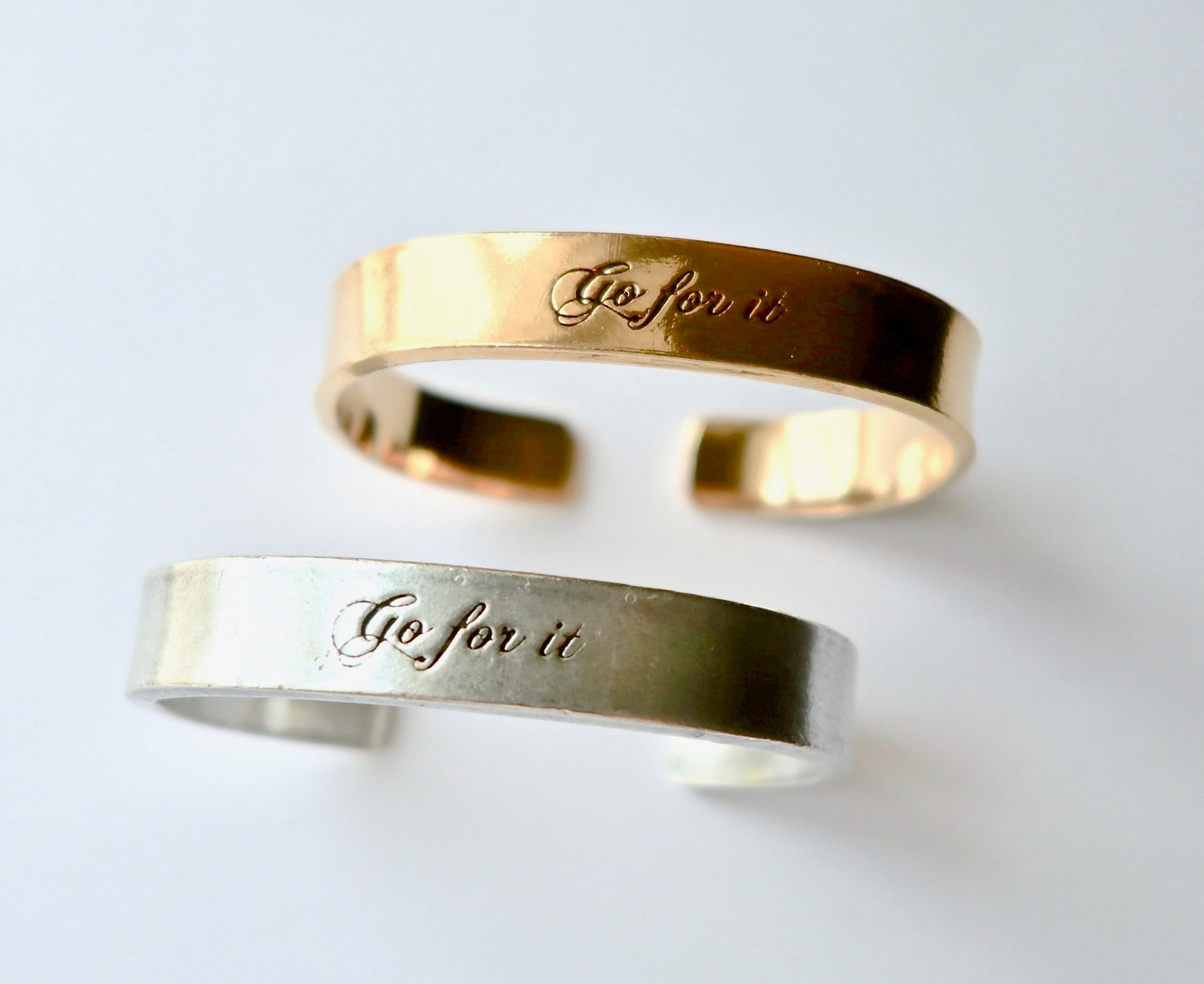 Go For It Cuff Hand Stamped Bracelet