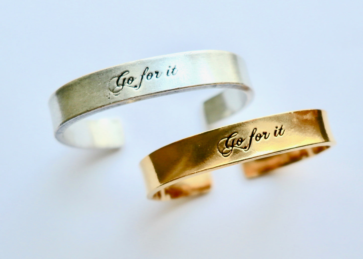 Go For It Cuff Hand Stamped Bracelet