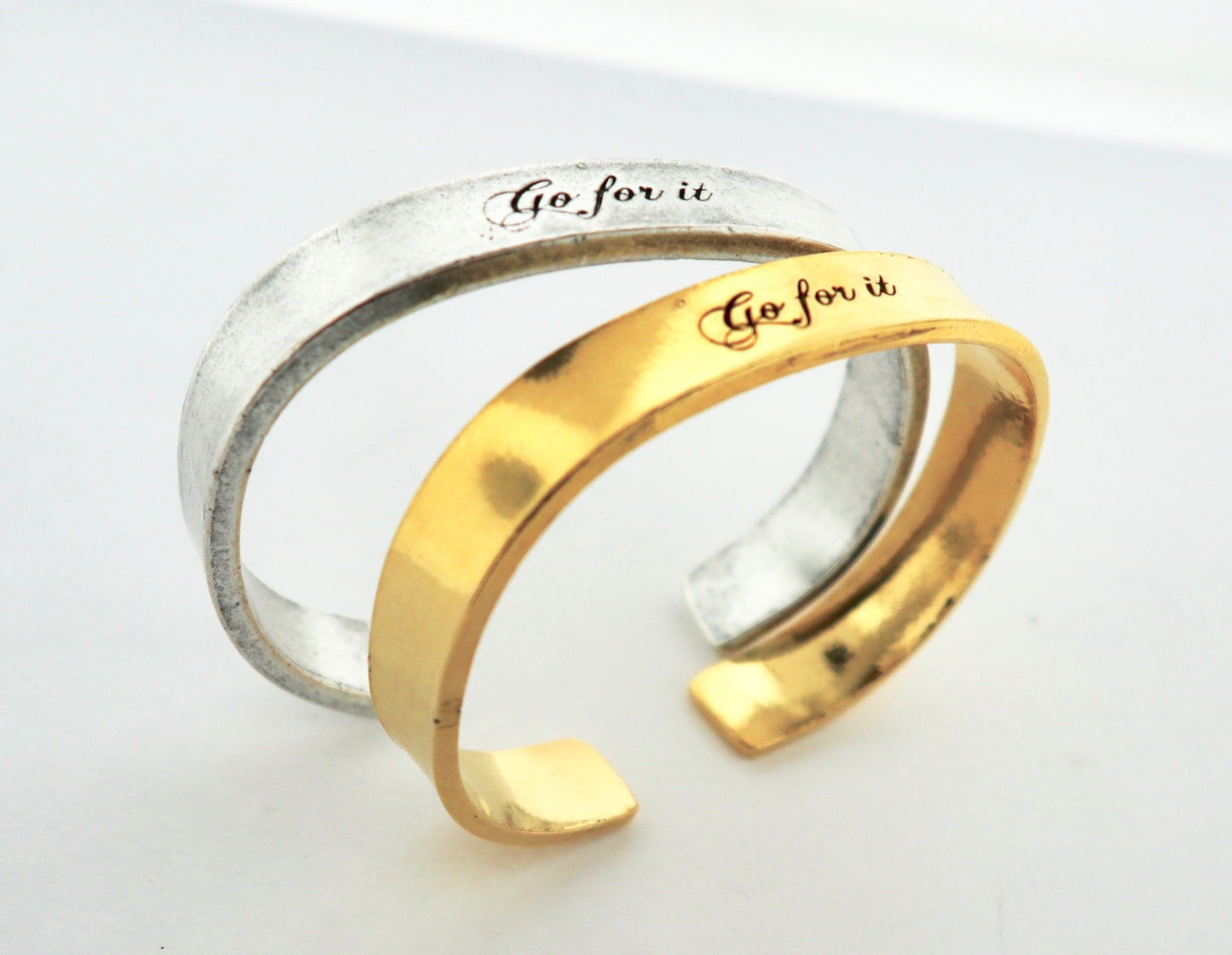 Go For It Cuff Hand Stamped Bracelet