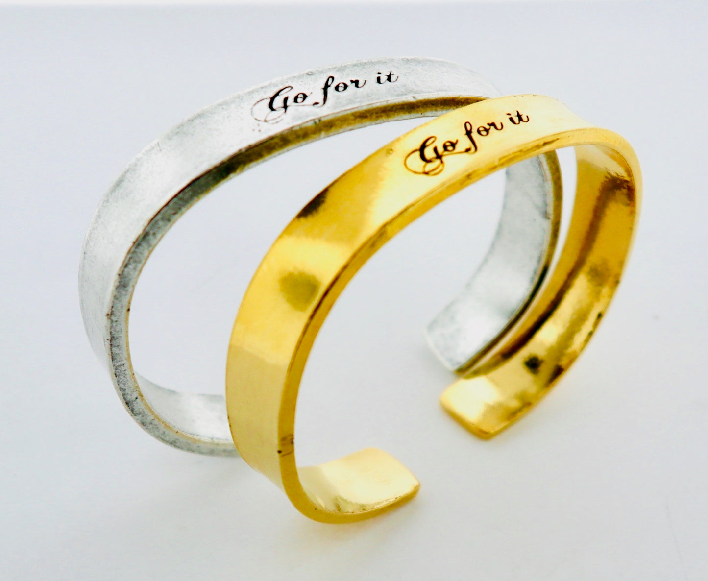 Go For It Cuff Hand Stamped Bracelet