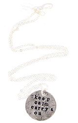 Keep Calm & Carry On Hand Stamped Necklace