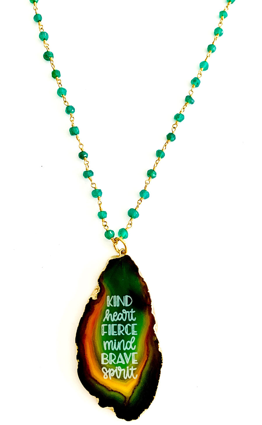 Kind Heart Fierce Mind Brave Spirit Agate Necklace