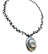 Sapphire Moon and Star Locket with Spinel Fringe Chain