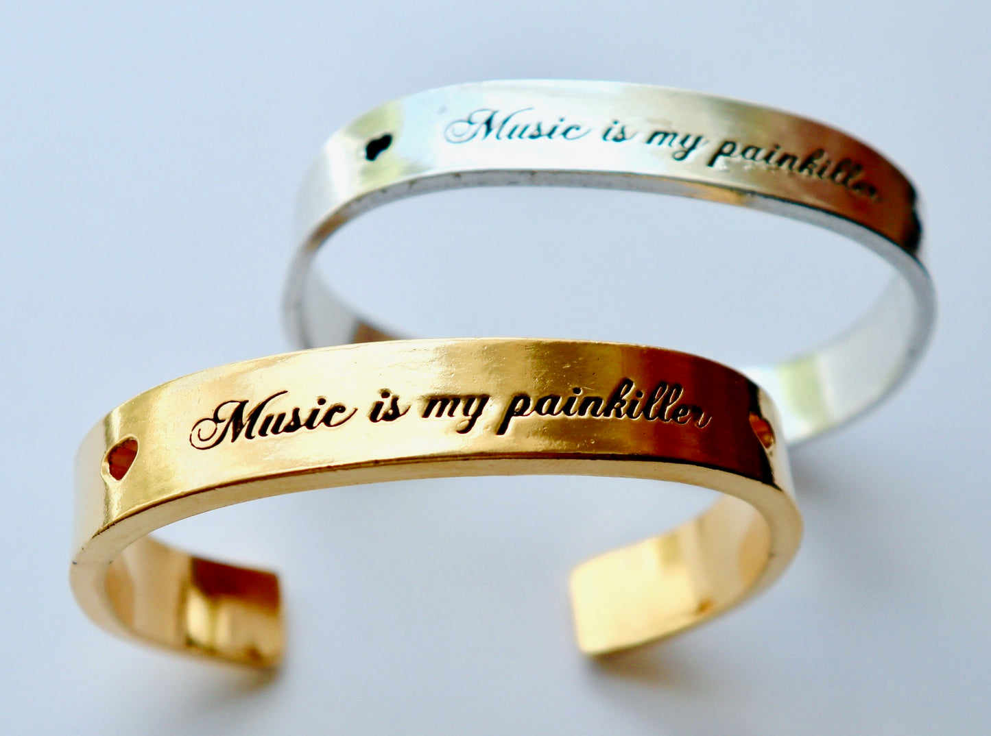 Music Is My Painkiller Hand Stamped Cuff Bracelet