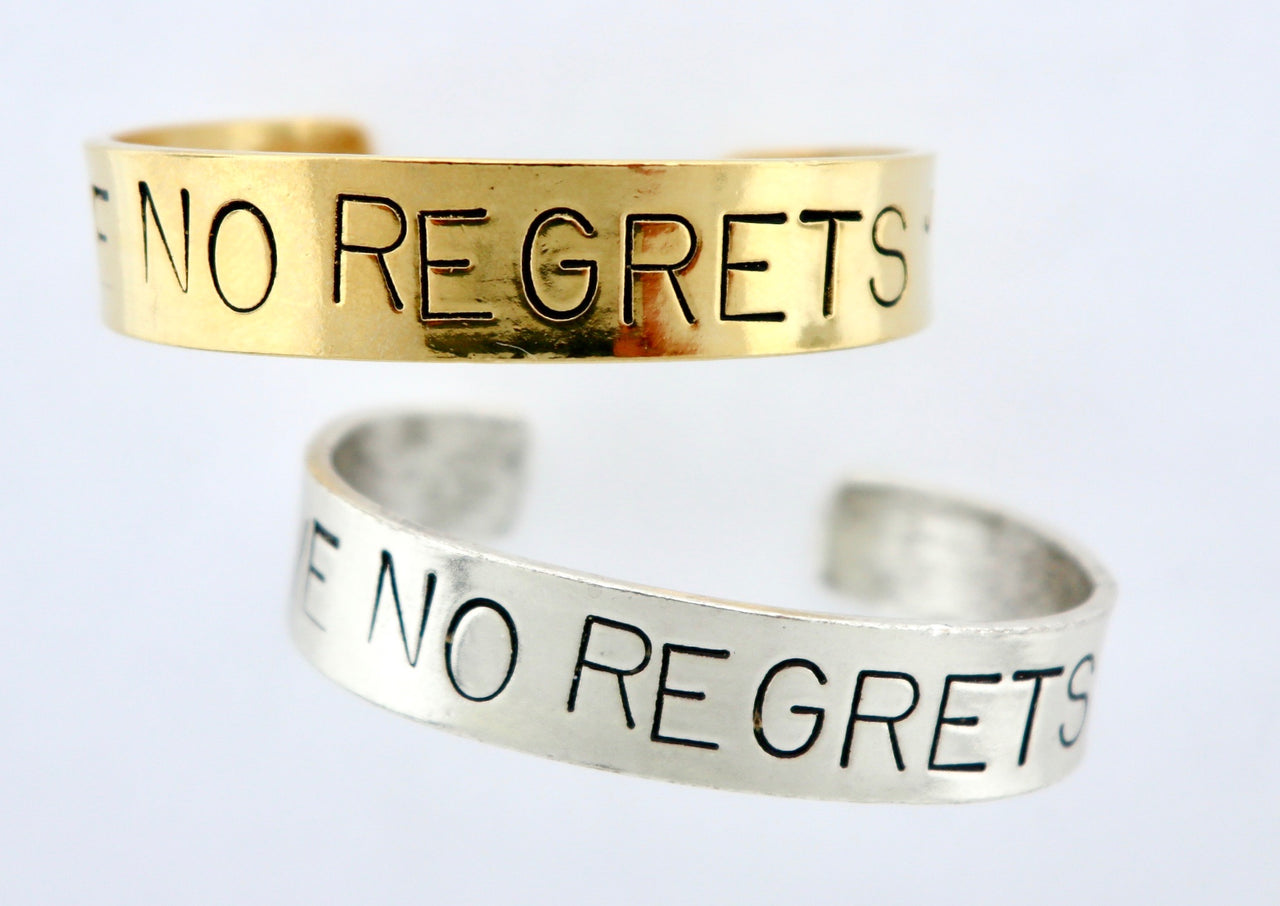 No Regrets Hand Stamped Cuff Bracelet