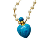 Turquoise Howlite and Pearl Perfume Bottle Necklace