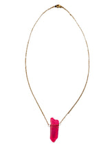 Hot Pink Moon Crystal Point Necklace