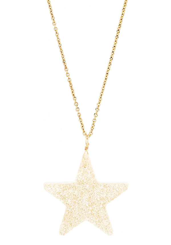 Sparkling Gold Star Resin Necklace