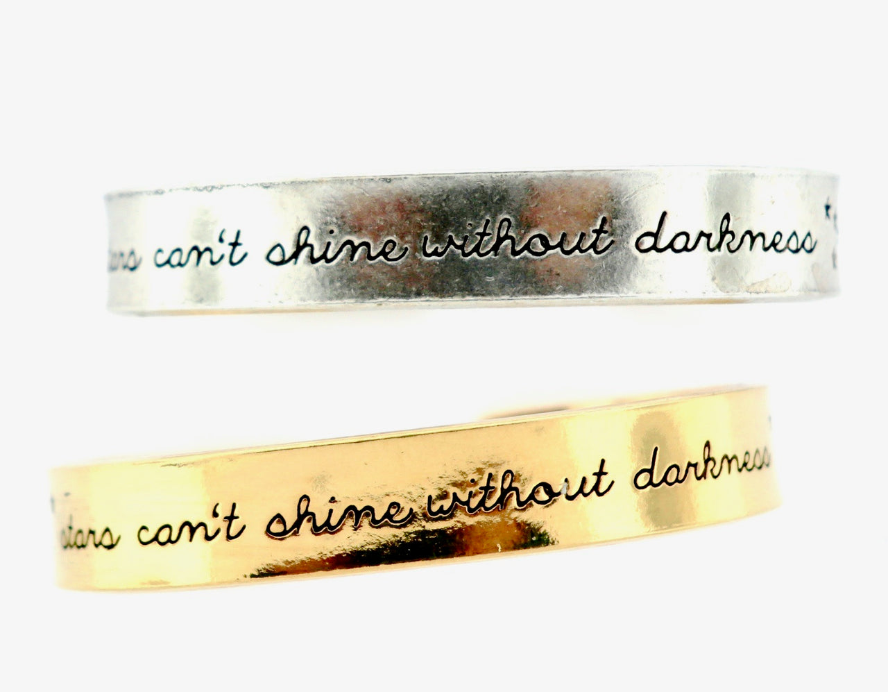 Stars Can't Shine Without Darkness Hand Stamped Cuff Bracelet