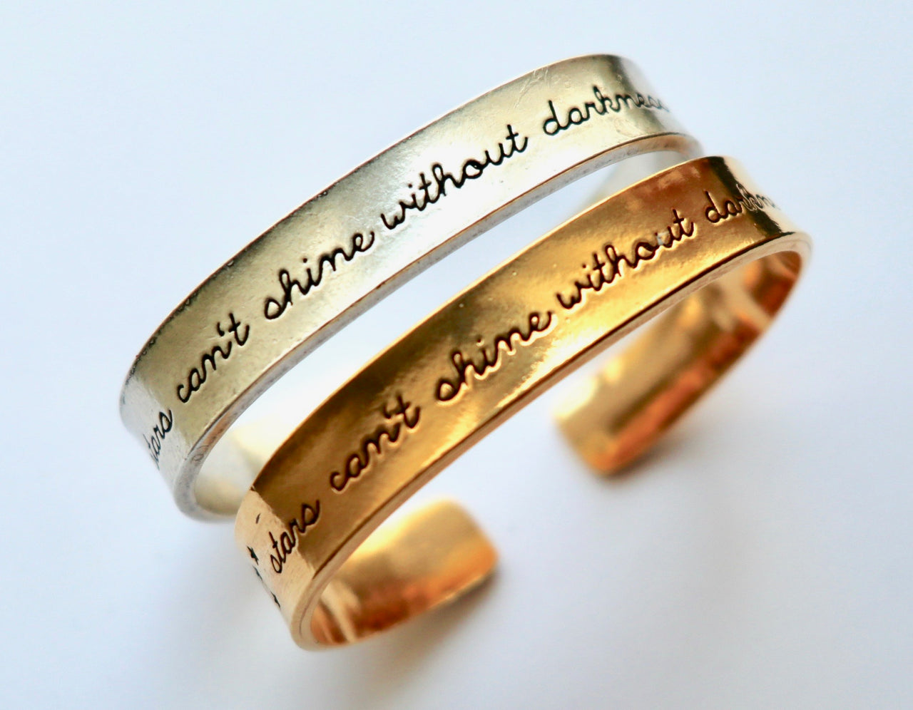 Stars Can't Shine Without Darkness Hand Stamped Cuff Bracelet
