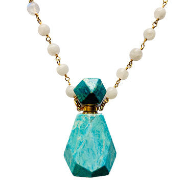 Rainbow Moonstone Turquoise Howlite Perfume Bottle Necklace