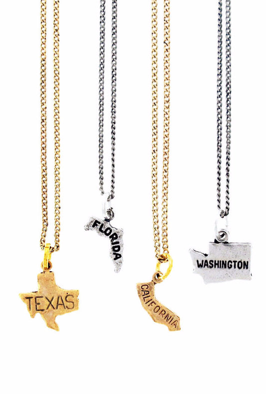 Stamped U.S. State Necklaces
